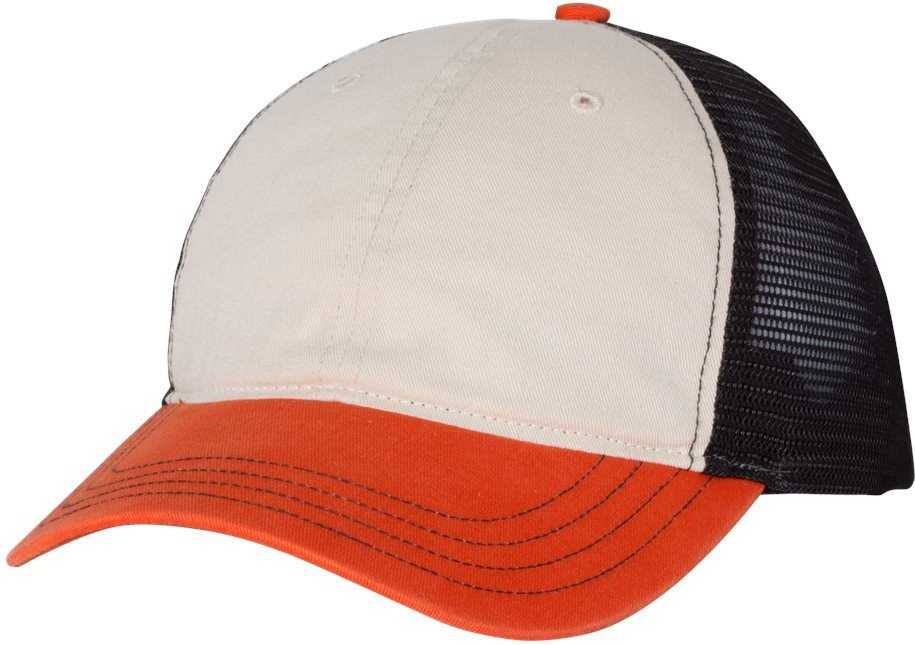 Richardson 111 Garment-Washed Trucker Caps- Stone Black Orange
