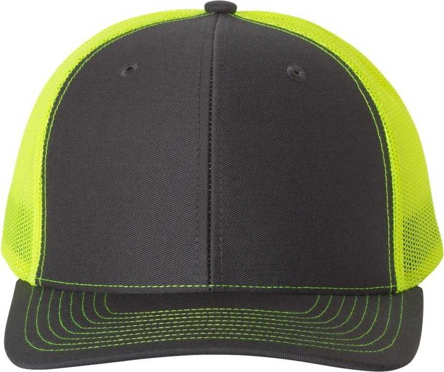 Richardson 112 Snapback Trucker Caps- Charcoal Neon Yellow