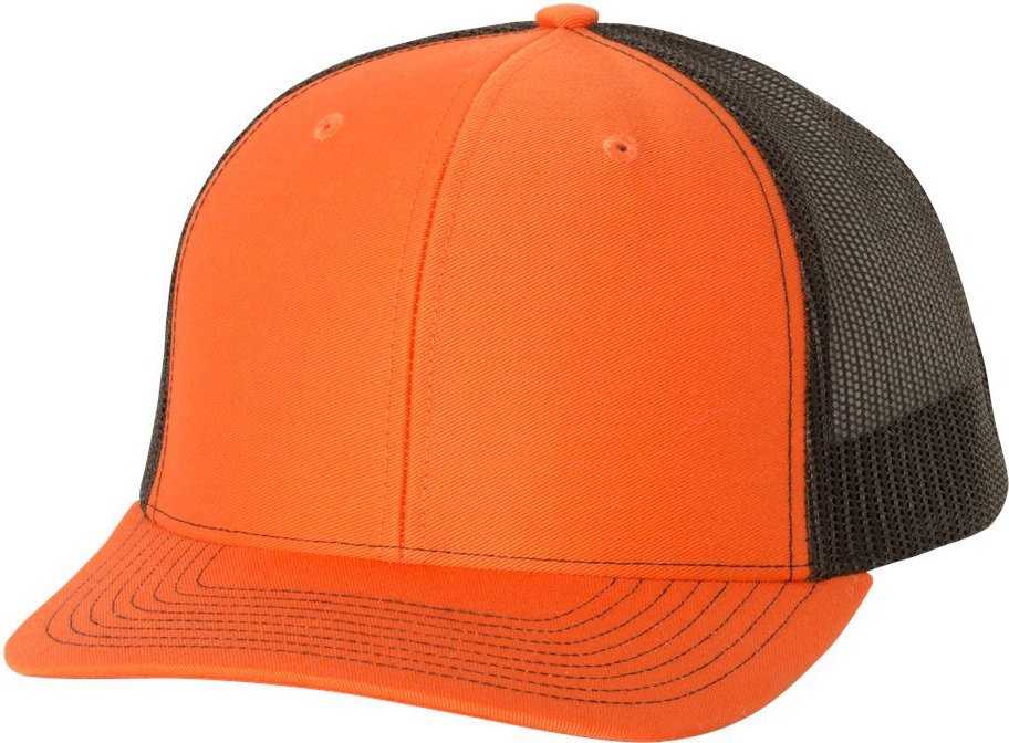 Richardson 112 Snapback Trucker Caps- Orange Black