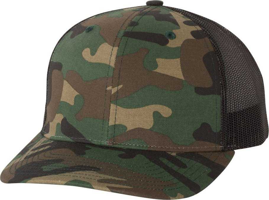 Richardson 112P Patterned Snapback Trucker Caps- Army Camo Black