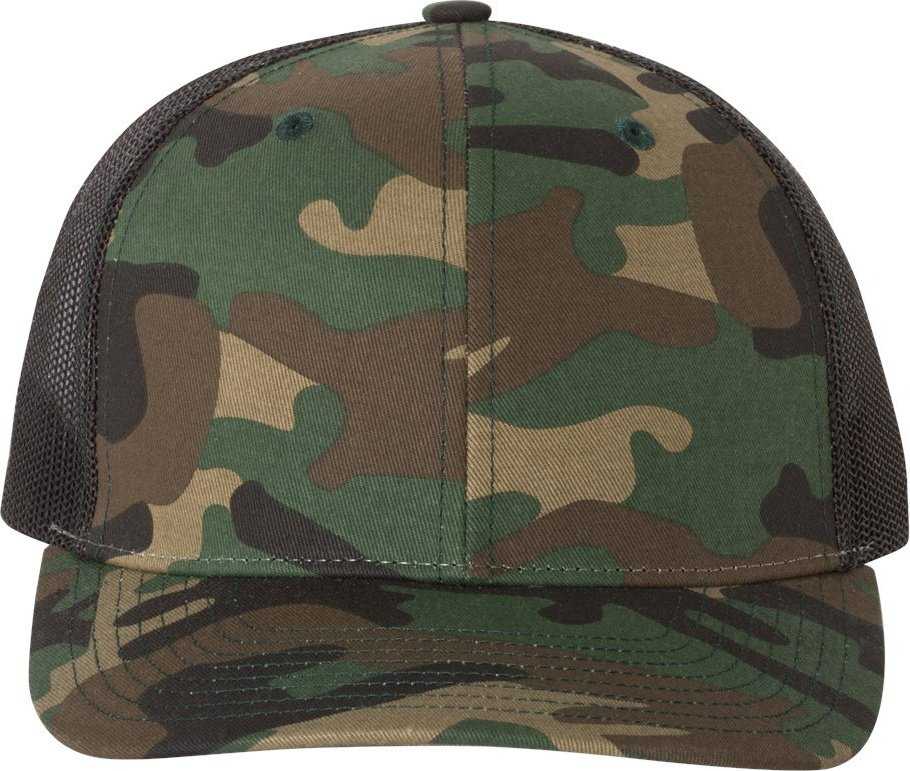 Richardson 112P Patterned Snapback Trucker Caps- Army Camo Black