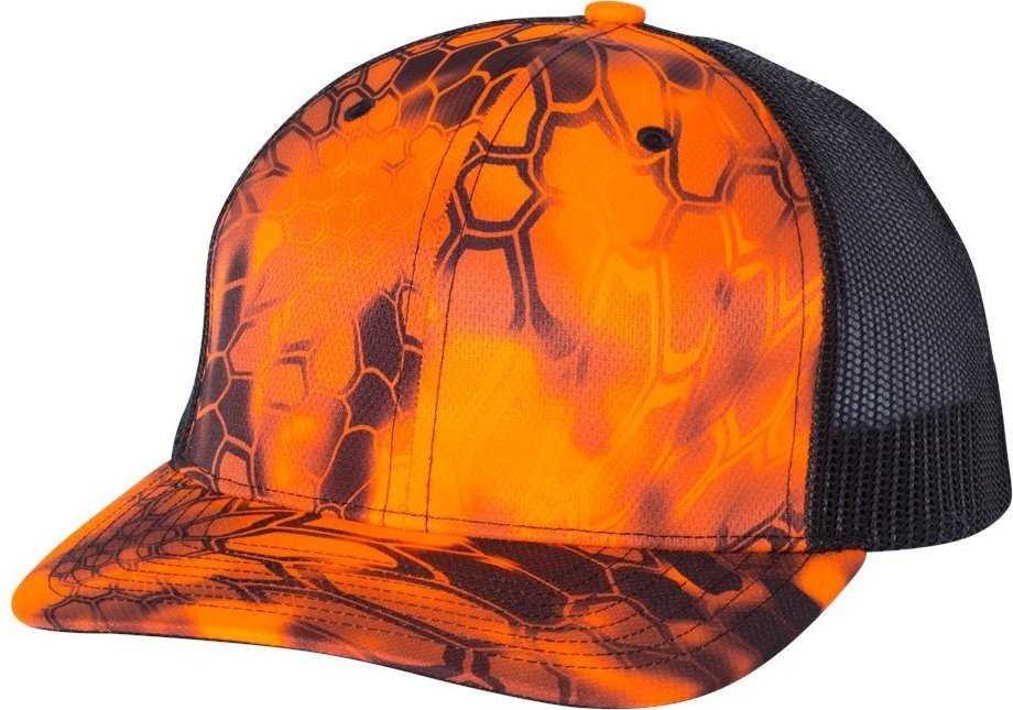 Richardson 112P Patterned Snapback Trucker Caps- Kryptek Inferno Black