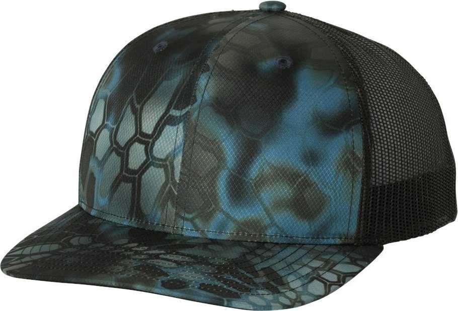 Richardson 112P Patterned Snapback Trucker Caps- Kryptek Neptune Black