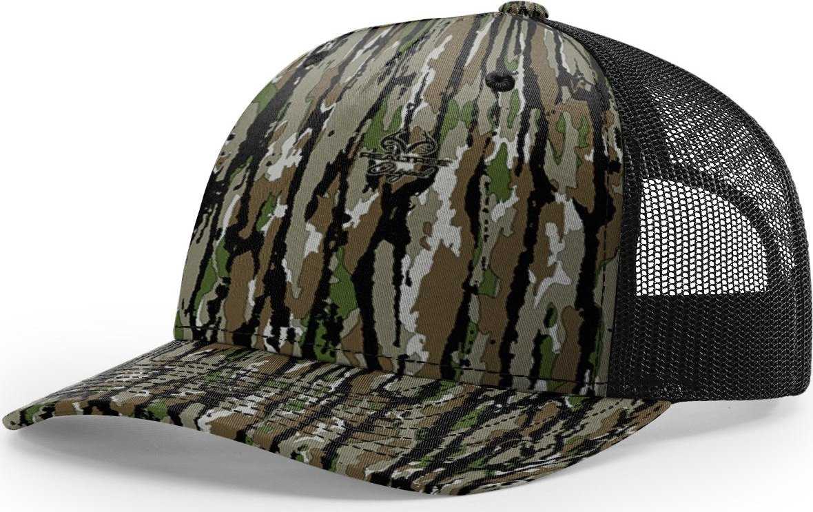 Richardson 112PFP 5 Panel Patterned Snapback Trucker Cap - Realtree Original Black