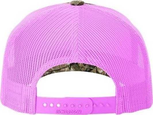 Richardson 112PFP 5 Panel Patterned Snapback Trucker Cap - Realtree Edge Neon Pink