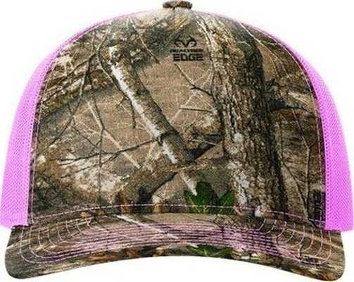 Richardson 112PFP 5 Panel Patterned Snapback Trucker Cap - Realtree Edge Neon Pink