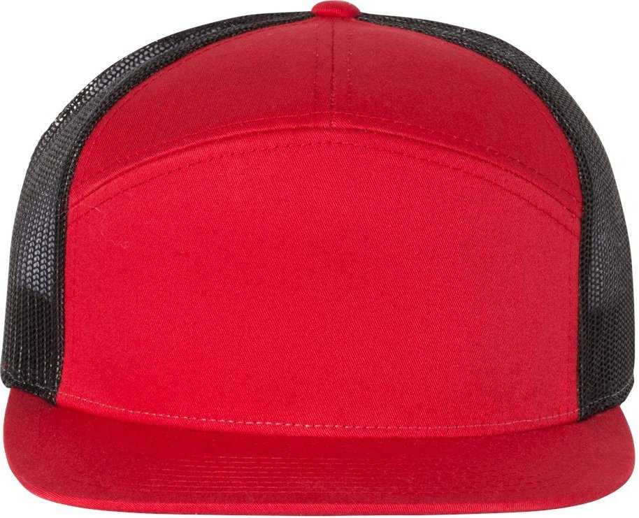 Richardson 168 Seven-Panel Trucker Caps- Red Black