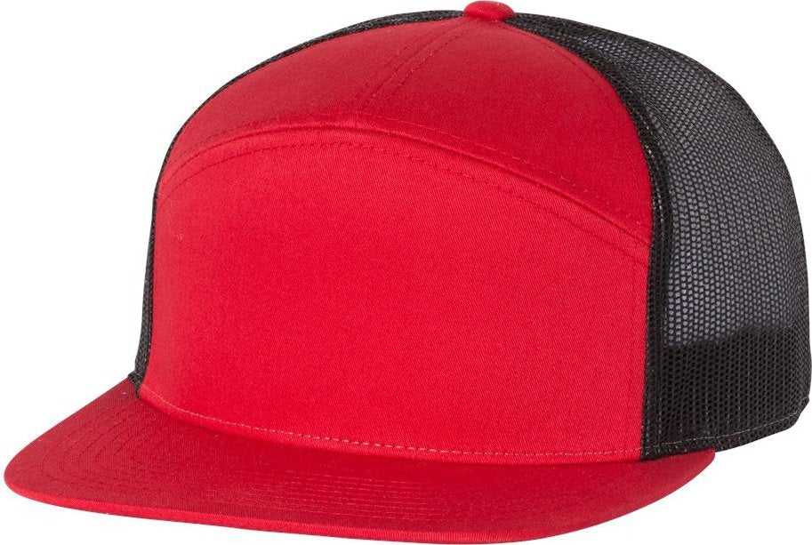 Richardson 168 Seven-Panel Trucker Caps- Red Black