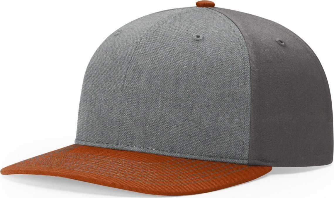 Richardson 312 Twill Back Trucker Caps - Heather Grey Charcoal Dark Orange