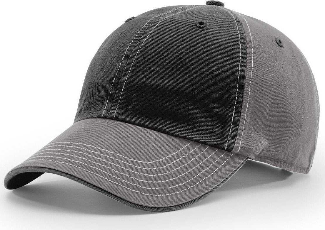 Richardson 322 Washed Chino Charcoal Caps- Black Charcoal White