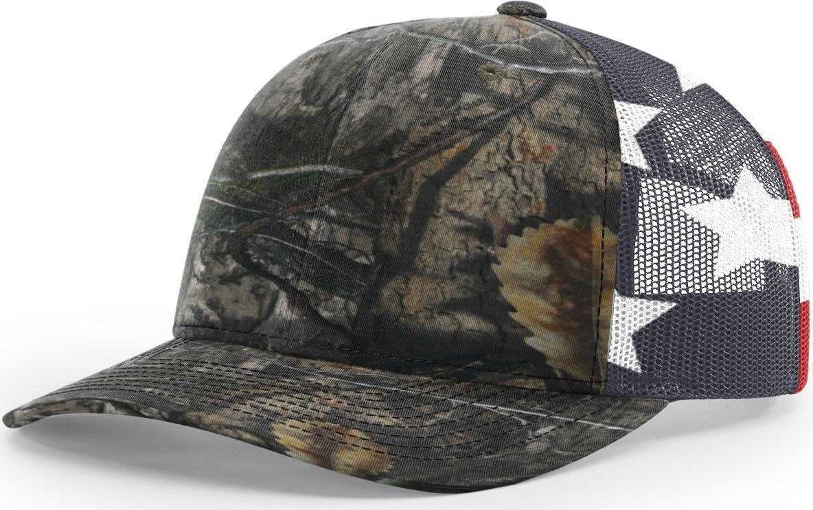 Richardson 112PM Printed Mesh-Back Trucker Cap - Mossy Oak Country DNA Stars & Stripes