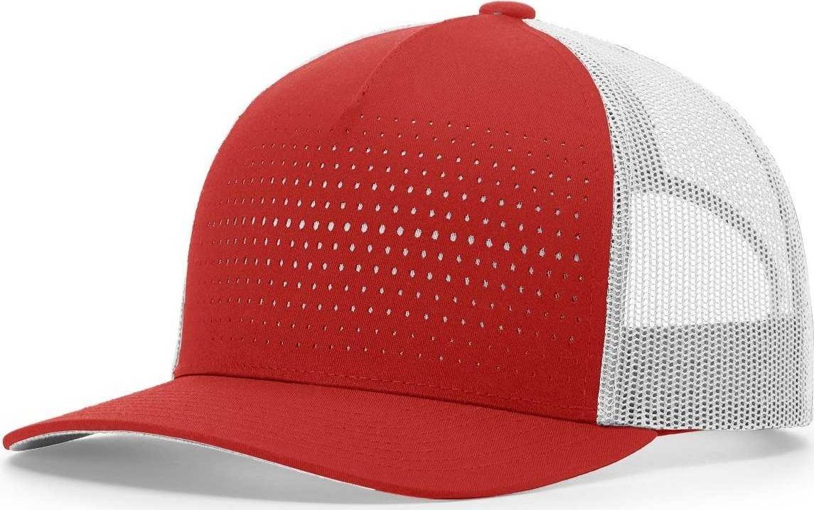 Richardson 163 Laser Cut Five Panel Trucker Cap - Red Light Gray