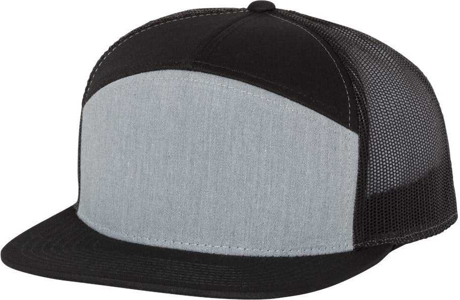 Richardson 168 Seven-Panel Trucker Cap - Heather Gray Black