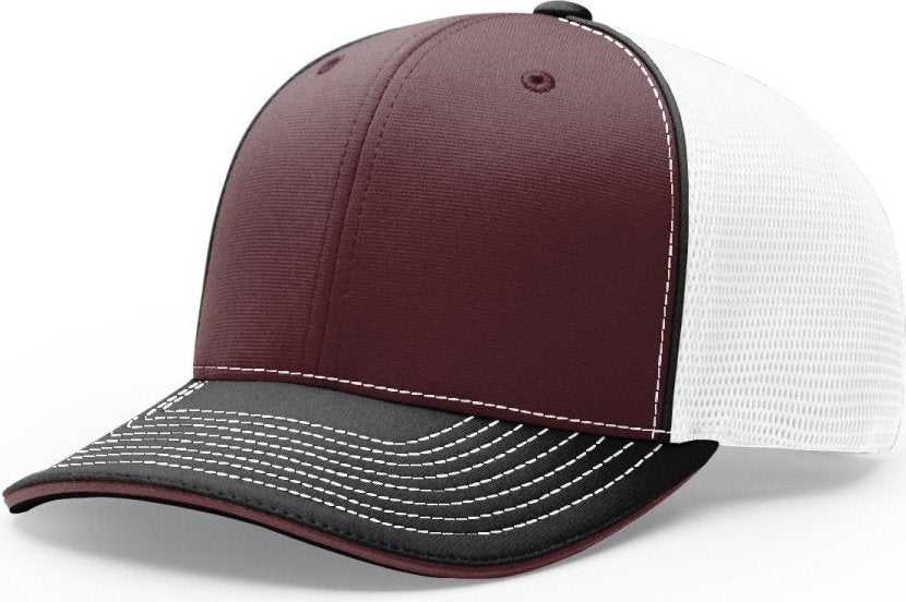Richardson 172 Fitted Pulse Sportmesh with R-Flex Cap - Maroon White Black Tri