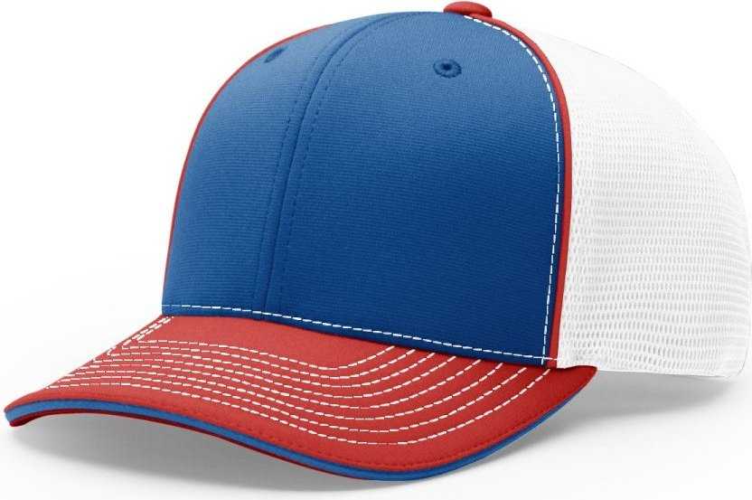 Richardson 172 Fitted Pulse Sportmesh with R-Flex Cap - Royal White Red Tri