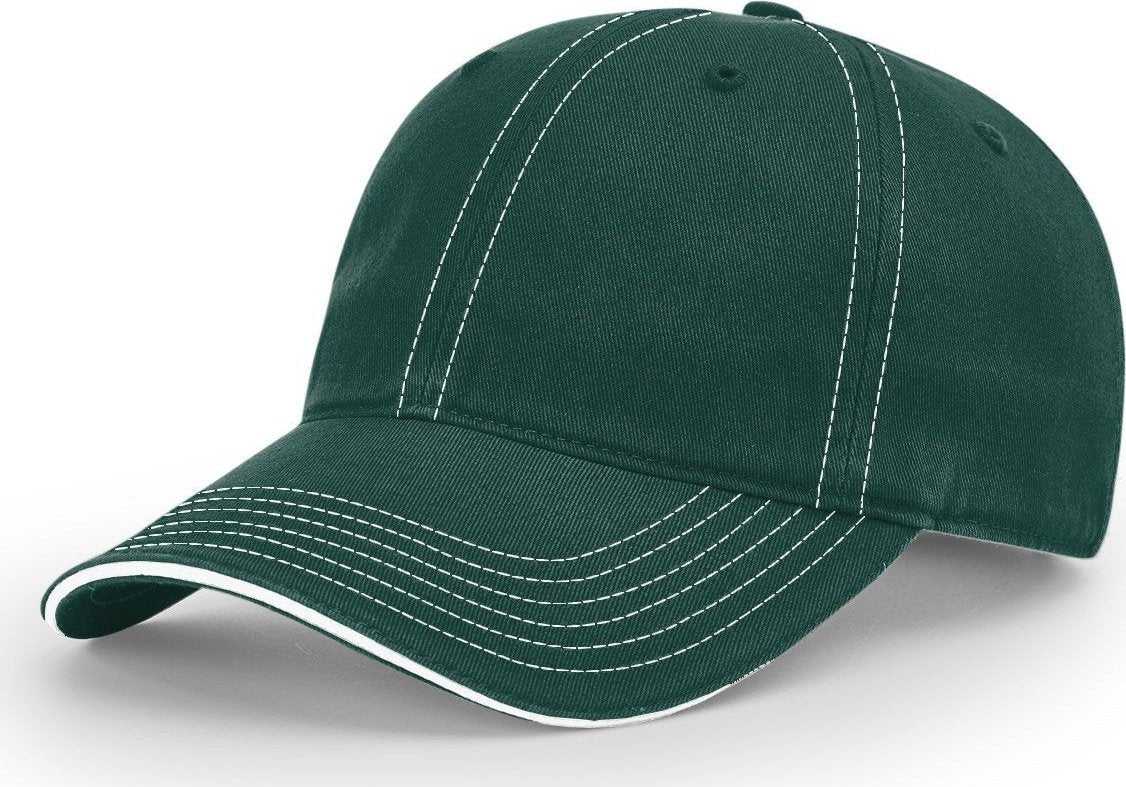 Richardson 325 Washed Chino Sandwich Visor Cap - Dark Green White