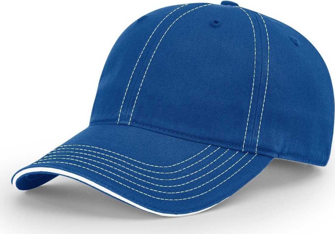 Richardson 325 Washed Chino Sandwich Visor Cap - Royal White