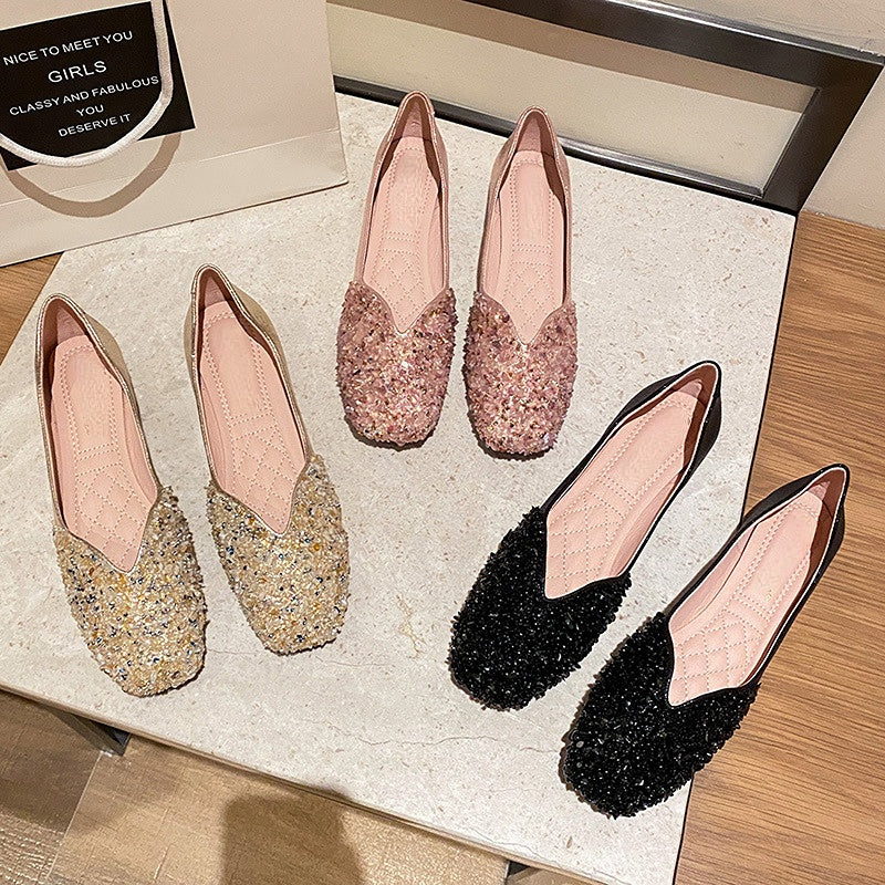 Nanccy Flat Rhinestone Sequined Shoes