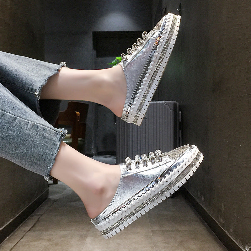 Nanccy Rhinestone Flat Bottom Casual Slippers