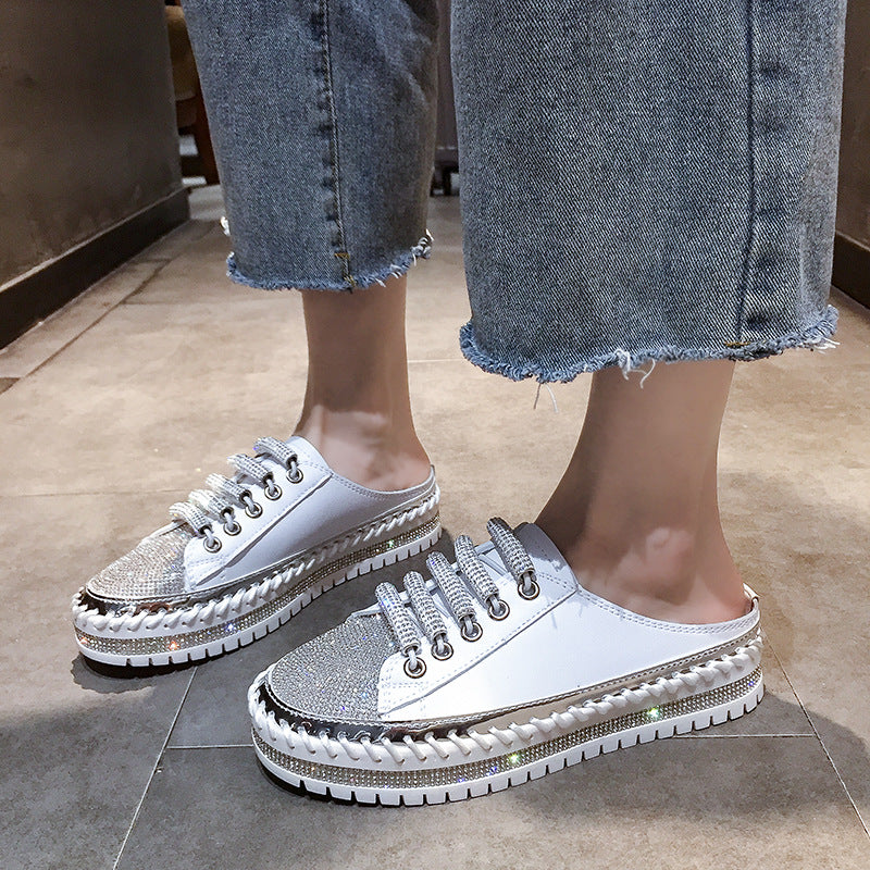 Nanccy Rhinestone Flat Bottom Casual Slippers