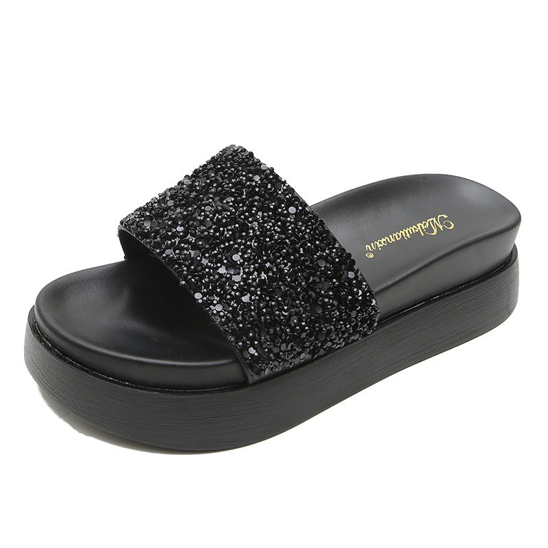 Nanccy Thick Sole Stylish Sparkling Slippers