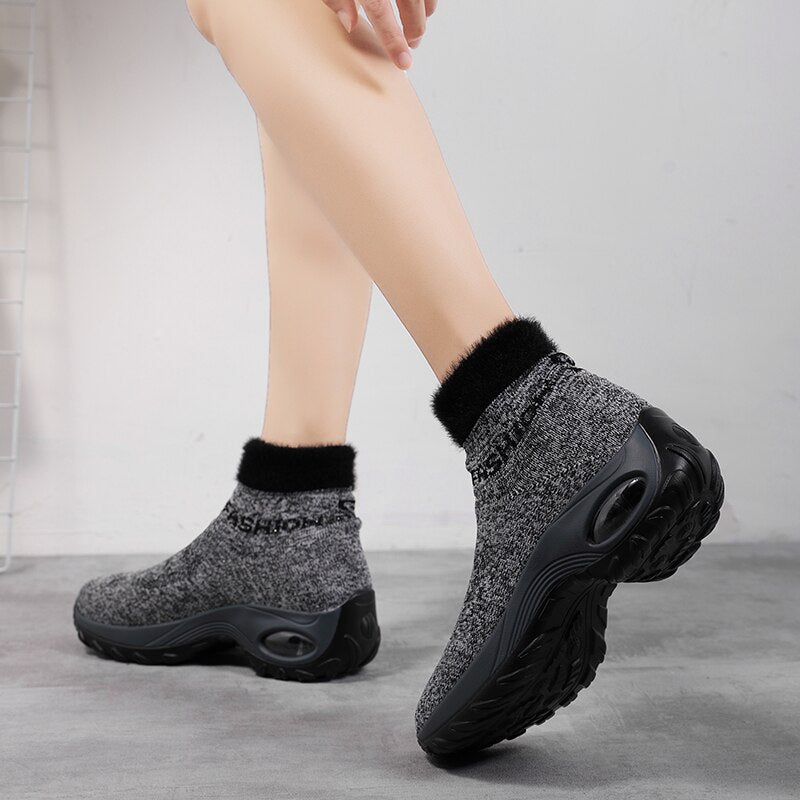 Nanccy  Winter Women Warm Fur Sock Boots