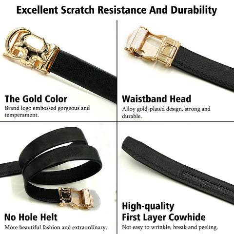 deails of Coipdfty men's automatic buckle belt with gold bull