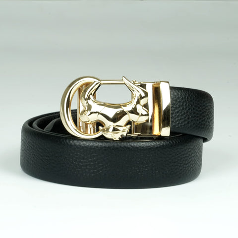Coipdfty men's automatic buckle belt with gold bull