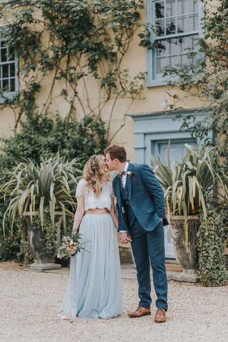 blue herringbone tweed groom suit