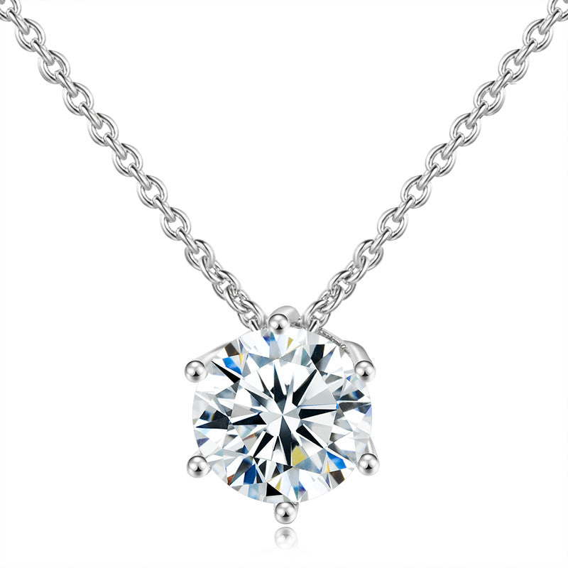 Solitaire Round Cubic Pendant Necklace