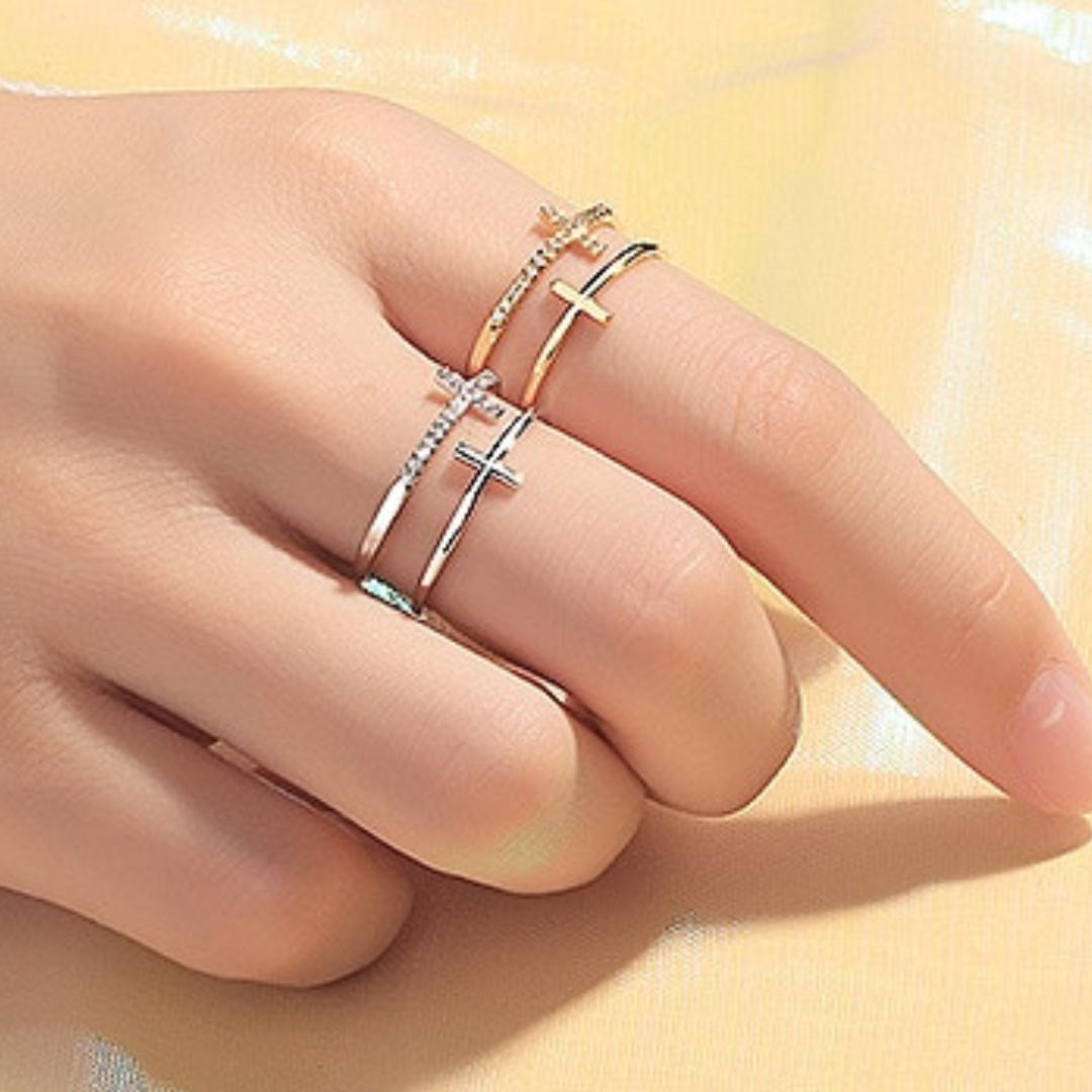 Double Cross Adjustable Size Ring (Offer Until 15-May-2024)