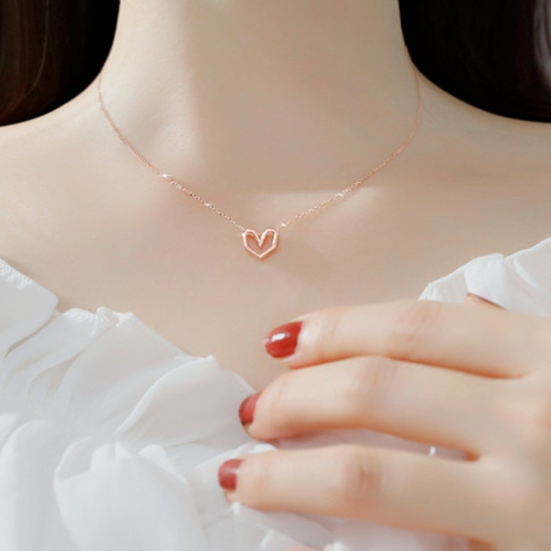 Love Heart-Shape Silver Necklace