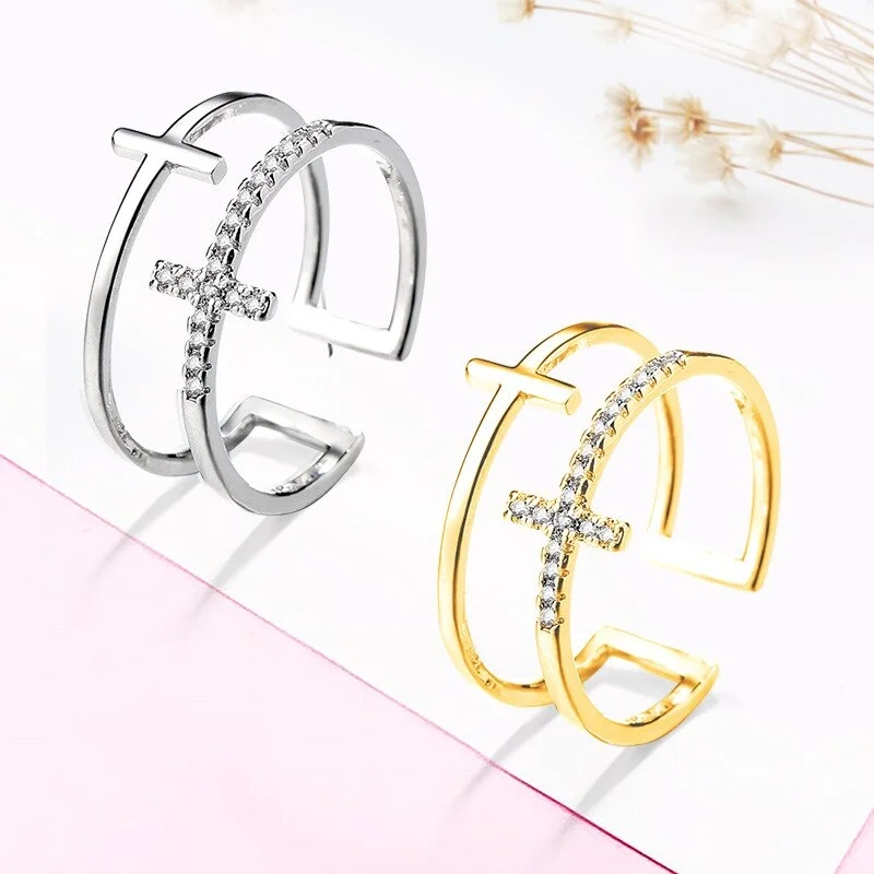 Double Cross Adjustable Size Ring (Offer Until 15-May-2024)