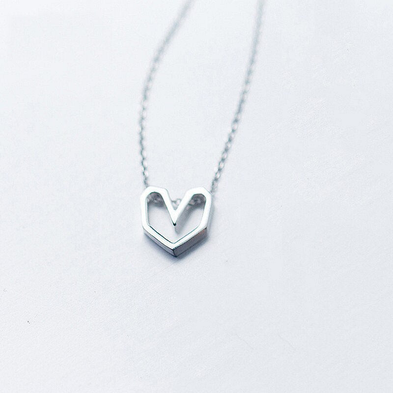 Love Heart-Shape Silver Necklace