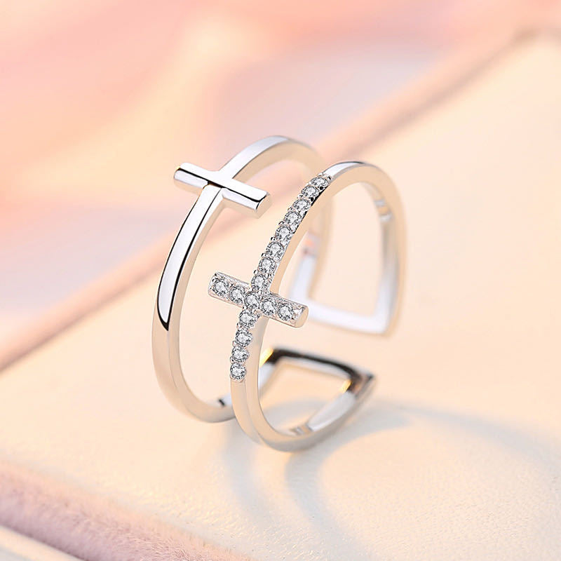 Double Cross Adjustable Size Ring (Offer Until 15-May-2024)