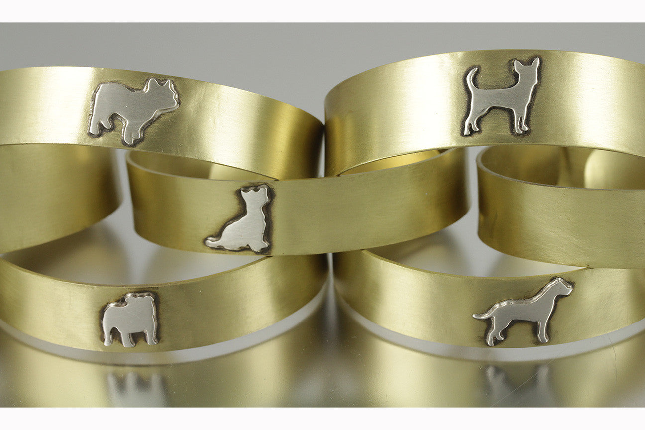 Adjustable Brass Dog Breed Silhouette Cuff