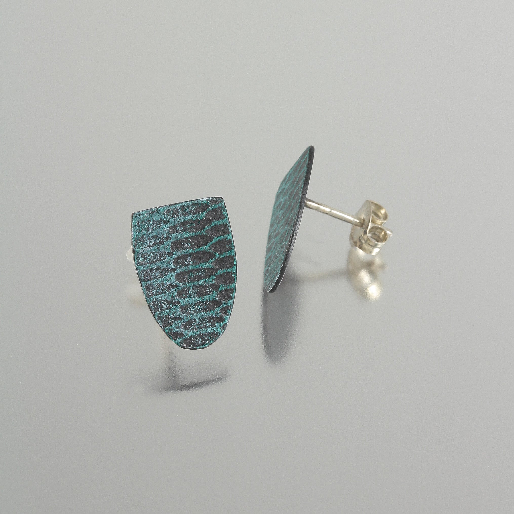 Teal Snakeskin Shield Studs