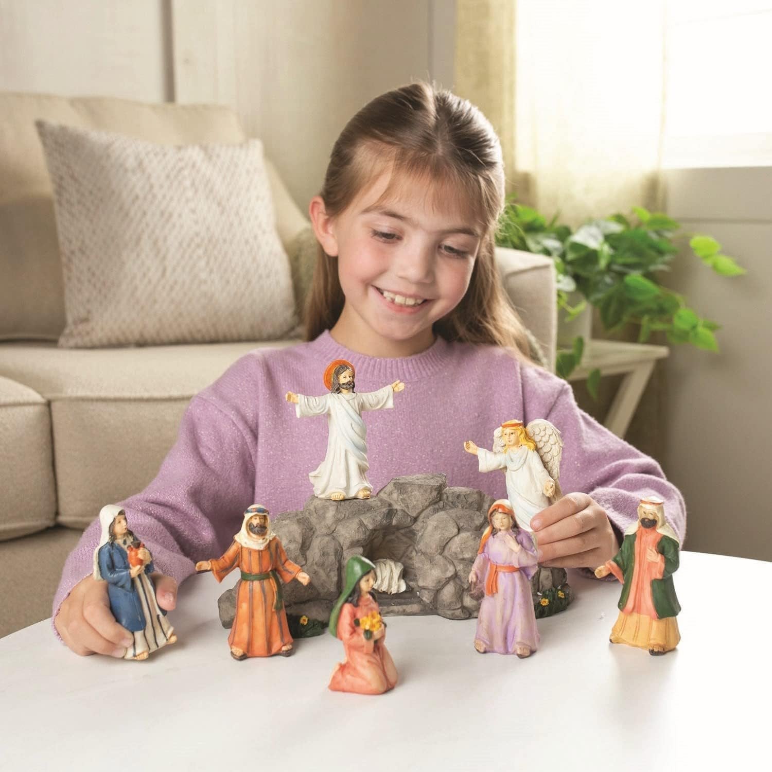 Fun Express Jesus Resurrection Set for Easter (8 Hand Painted Pieces) Home Decor and Christian Figurines