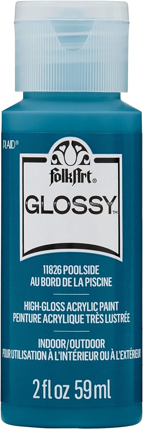 FolkArt, Neptune Blue 2 fl oz Assorted 59ml Brilliant Gloss Acrylic Paint for Easy to Apply DIY Crafts, Art Supplies with A Glossy Finish, 11827