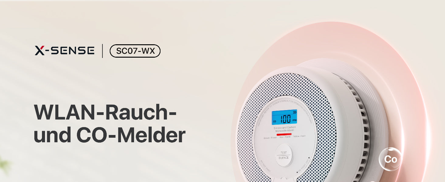 XSense SC07WX WLANRauch und Kohlenmonoxidmelder mit austauschbarer