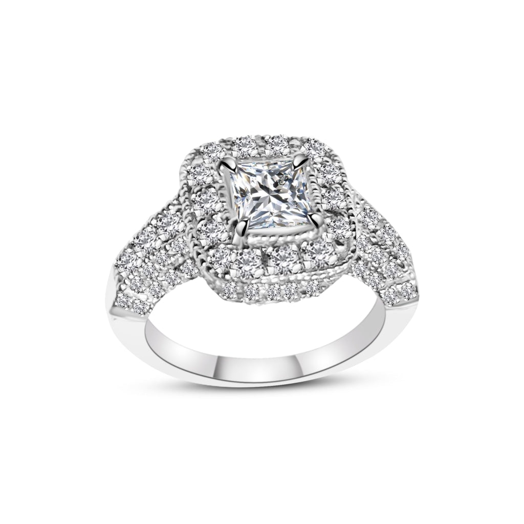 1.00 Carat GIA Princess Cut Diamond Engagement Ring- R27