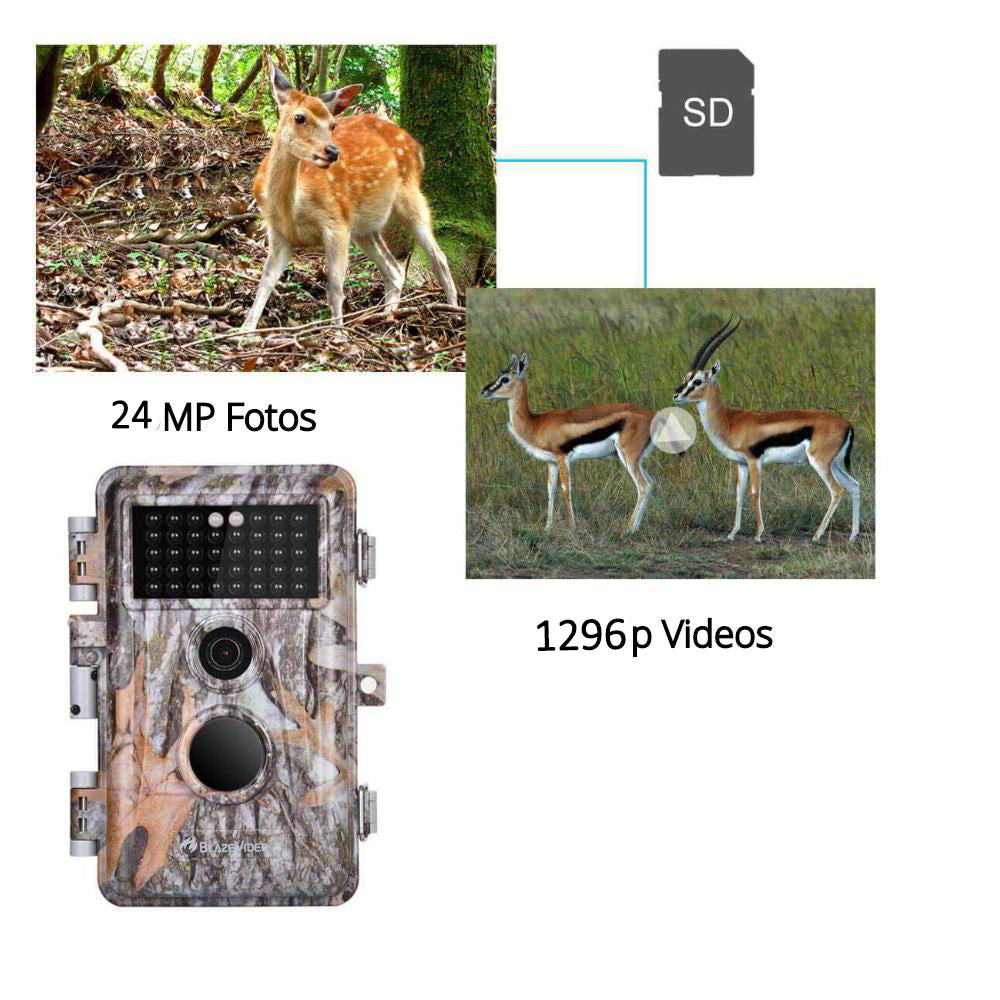 Wildkamera Fotofalle Überwachungskamera 8MP Full HD 42 IR-LEDs 20m 0,3s 
