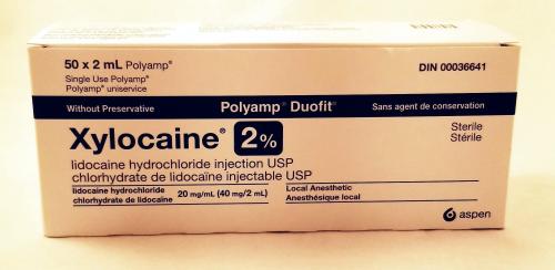 Xylocaine 2% Without Preservative 2mL clear polyampoule box of 50