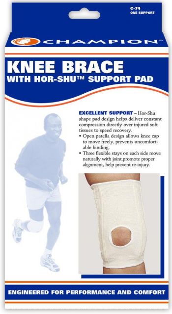Champion Medium Knee Brace W/ Hor-Shu Support Pad White Large (16 - 18 3/4