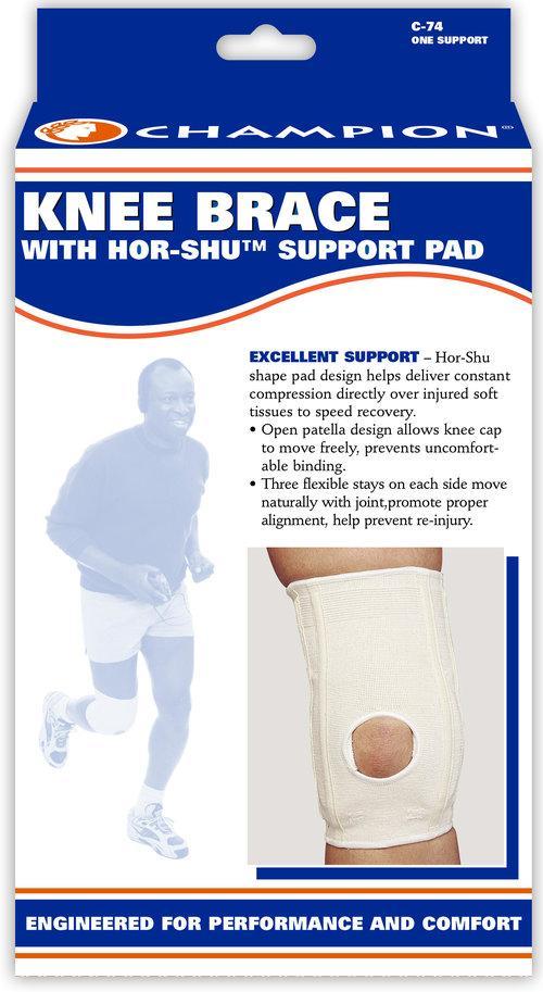 Elastic Knee Brace Inverted Hor-Shu Pad, White Large - Ea/1