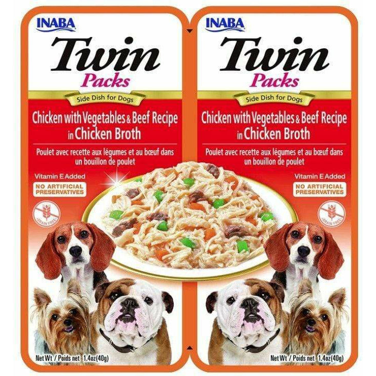 Inaba Twin Packs Chicken with Vegetables and Beef Recipe in Chicken Broth Side Dish for Dogs