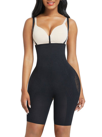 Black Seamless Body Shapers Mesh Strap Plus Size Slim Waist