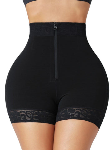 Front Zipper Butt Lifter Shorts High Waist Curve-Creating