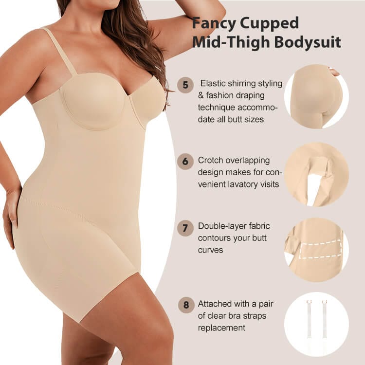 Wholesale 3 hook Fancy Cupped Mid-Thigh Tummy Control Shapewear