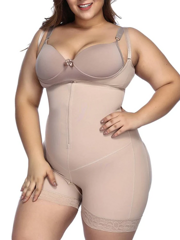 Nude Full Body Shaper Adjustable Straps Queen Size Fat Burning